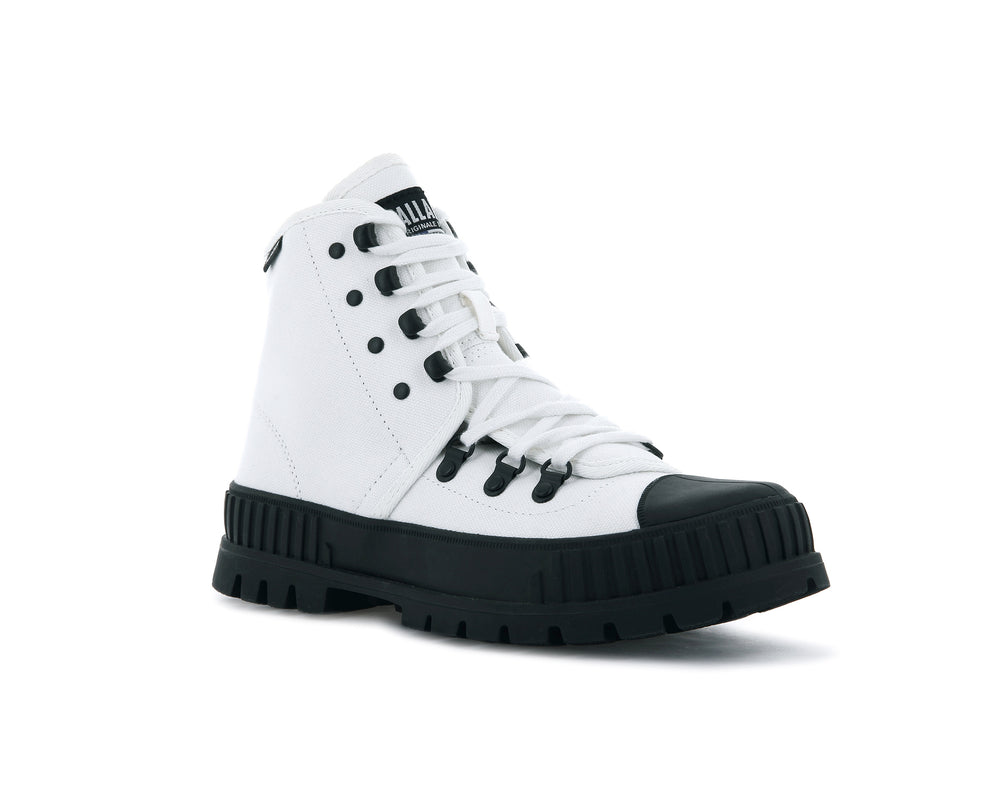 Zapatos Altas Palladium PALLASHOCK HKR HI Hombre Blancas Negras | Costa Rica-39628